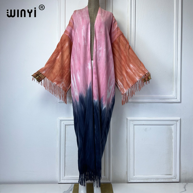 Street Fashion Dubai - WINYI kravat-boyalı kış püskül hırka afrika