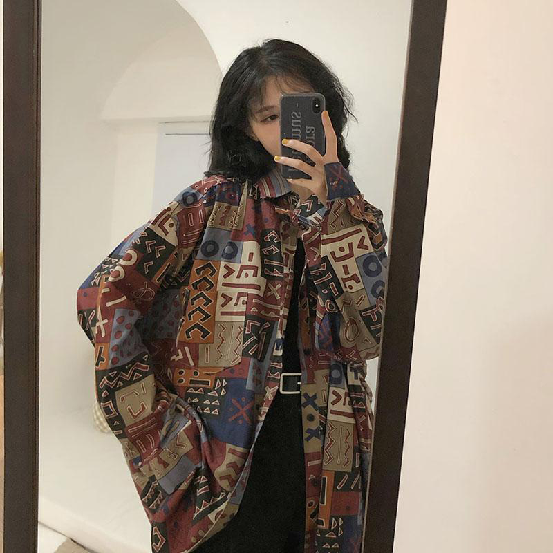 Street Fashion Korea - Vintage Harajuku Kadın Bluzlar Streetwear Büyük