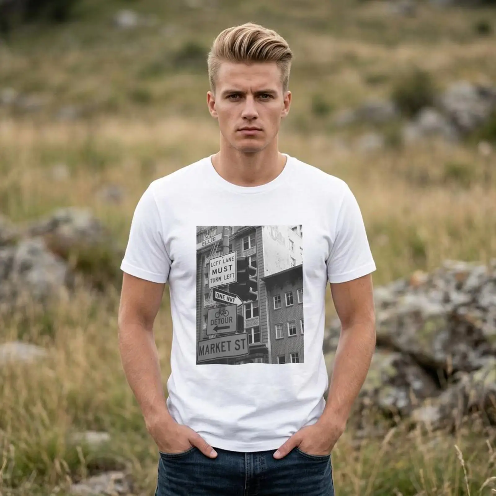 Urban Street Fashion Photography - Market St Sokak Tabelaları Fotoğraf Baskılı