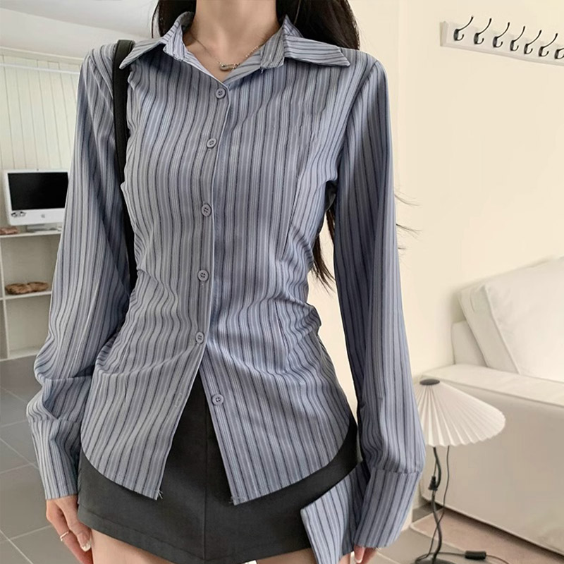 Y2k Çizgili Gömlek Kadın Uzun  - Street Fashion Korea incelemesi ve fiyatı